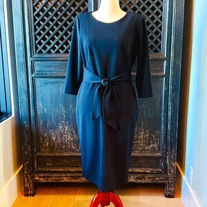 ADRIANNA PAPELL Black 3/4 Sleeve Dress with Front Waist Tie Size 14